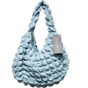 Wholesale - BLUE QUILTED HOBO HANDBAG WITH TOP C/P 12